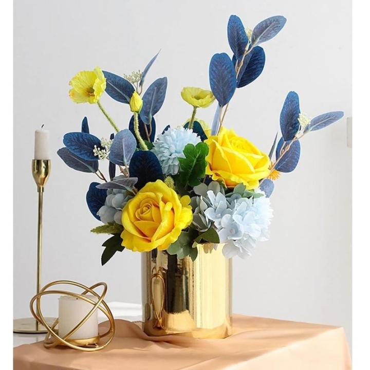 Kunstblumen Elegantes künstliches Rosen-Set in Keramikvase – lebensechte Kunstblumen für Wohnzimmer, Esstisch, Büro und Hochzeiten für jeden Anlass