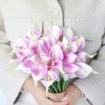 20 stuks kunstmatige Calla lelie, bruid, latex, ware aanraking, familie, decoratie, feest, bruiloft, hotel, decoratie, boeket (paars)