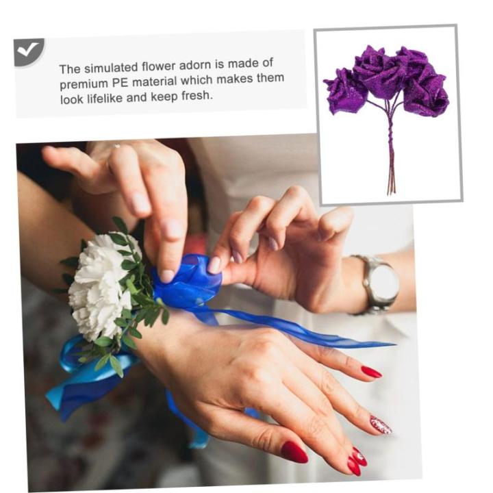 50 Stück Rosenkopf Artificial sztuczne kwiaty Simulationsblume Blumen künstlich künstliche Blumen heimische Blumen schmücken Blumendekoration für zu Hause Sport Violett