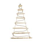 Handgemaakte kerstboom 95 cm hoog, van hazelnoothout | decoratieve hanger | met 200 cm LED-lampen | houten platen verbonden met een jute touw met een dikte van 6 mm