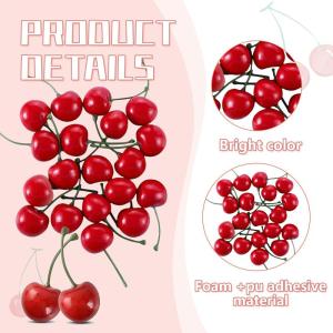 20 stuks kunstmatige kersen, valse fruitdecoratie, simulatie, kersenmodel, levensechte fruit, kersen, versiering, thuis, keuken, party, decoratie, bureau, versiering, rood