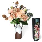 Meervoudig vertakte , roze roos, als echte hortensia, appelbladeren, groot zijden boeket, geschikt voor doe-het-zelf bruiloftsfeest, tafeldecoratie, bloemenarrangement, huis en