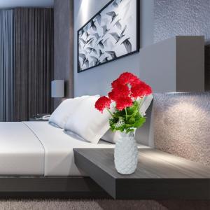 Künstliche Blumen Unechte Pompon-Chrysantheme Kunstblumen Innen Rot Seidenblumen Dekoration für Haus, Garten, Büro, Küche, Tisch