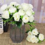 Kunstbloemen, kunstmatige pioenrozen van pioenrozen voor bruiloft, thuis, kantoor, feest, raamdecoratie, tafeldecoratie, doe-het-zelf, bloemstukken, wit 0801