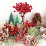Kunstrode bessen voor kerstboom, decoratie, hulstbessen, takken, decoraties voor Kerstmis, thuis, hulstbessen voor handwerk, winter, vakantie, bruiloft, decoratie, 20 stuks