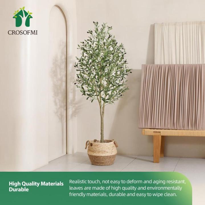 Kunstmatige olijfboomplanten, 180 cm, nep tropische plastic plant, perfecte grote planten in pot, voor binnen en buiten, huis, kantoor, tuin, moderne decoratie, housewarming cadeau