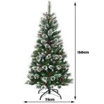 150/180/210/240 cm kunstkerstboom met rode bessen, sneeuwbedekte dennenboom met metalen standaard, pvc- en dennennaalden, kunstboom, kerstklapsysteem (150 cm)