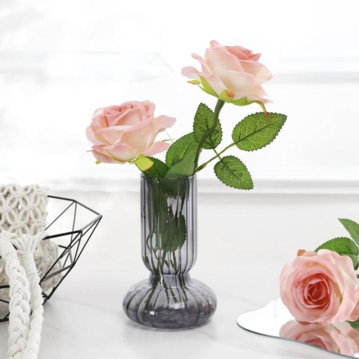 10 stuks kunstmatige zijden roos bloemen enkele stengel neprozen bloemen voor thuis feest bruiloft boeket (vlees roze)