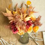 Kunstblumen Künstliche Pflanzen Blumen Deko Seidenblumen Blumenarrangements Kernstück Hochzeit Blumenstrauß(Herbstrot)