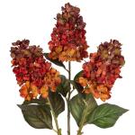 3 STKS Herfst Nep Hortensia Zijde Bloemen 27,5 inch Hoge Kunstmatige Hortensia, Oranje Kunstbloem Zijde Hortensia Lange Stengel voor Bloemstuk Herfst Decoraties