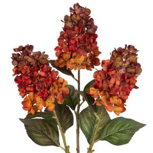 3 STKS Herfst Nep Hortensia Zijde Bloemen 27,5 inch Hoge Kunstmatige Hortensia, Oranje Kunstbloem Zijde Hortensia Lange Stengel voor Bloemstuk Herfst Decoraties