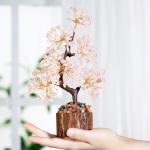 Rozenkwarts steen boom edelstenen kristal boom kristallen roze decoratieve steen grote levensboom geldboom kristal geluksbrenger boom esoterisch geschenken veel geluk