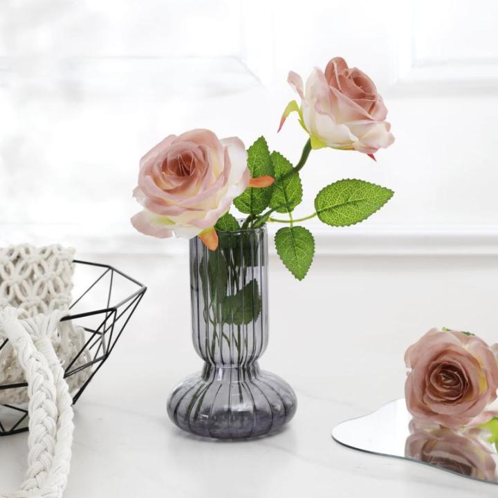 10 stuks kunstmatige rozenbloemen, dubbele kleur enkele stengel neprozen bloemen voor thuis feest bruiloft boeket (kleurverloop kleur, koffie)