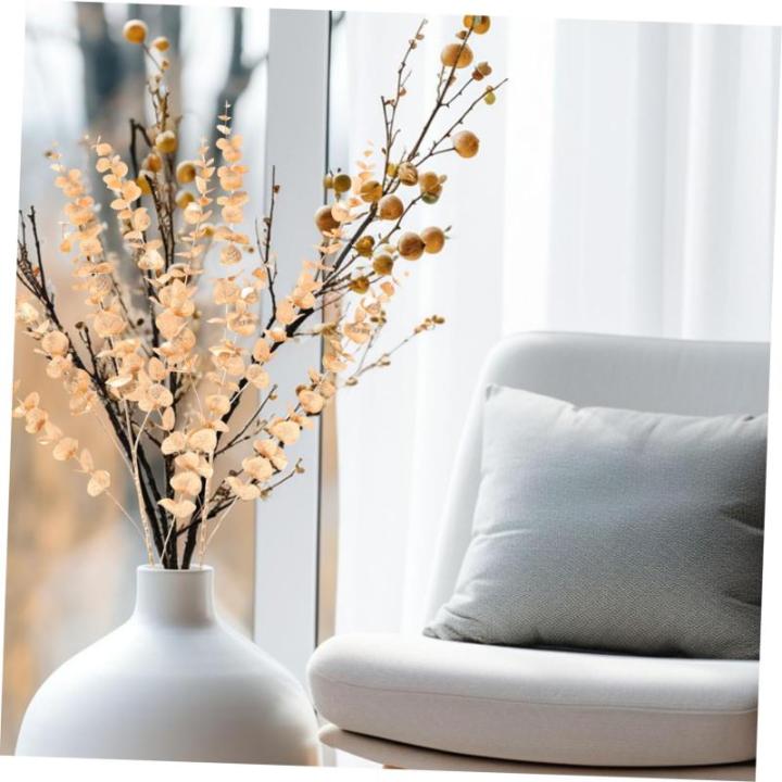 4 Stück Simulierter Ginkgo Biloba Künstliche Eukalyptusblätter Gefälschte Pflanzenornamente Gefälschte Eukalyptusstiele Vasendekore Künstliche Blumen Pflanzen Pp Golden