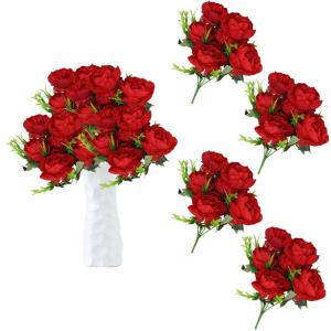 Kunstblumen wie Echt Künstliche Pfingstrosen Vintage Blumen Pfingstrosen mit Stielen für Hochzeitsdekoration Brautstrauß Arrangement 24 Stück 0802