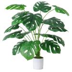 Kunstpalmbladeren, plant in pot, 18 takken, 71 cm, kunstmatige tropische monstera-planten, groene bladeren, Hawaiiaanse Monstera-plant, splitphilo-plant, grote groene plant