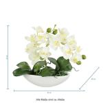 Kunstorchidee in schaal, 27 cm, kunstbloem, kunstorchidee, phalaenopsis met pot, kunstplant, bruiloft, decoratie, vlinder, phalaenopsis, decoratieve bloem, zijden bloemen, bloemstu