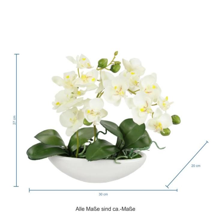 Kunstorchidee in schaal, 27 cm, kunstbloem, kunstorchidee, phalaenopsis met pot, kunstplant, bruiloft, decoratie, vlinder, phalaenopsis, decoratieve bloem, zijden bloemen, bloemstu