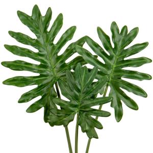 3 stuks grote kunstmatige monsterabladeren met lange steel voor vaas nep tropische planten plastic gespleten palmbladeren realistische Philodendron-bladeren voor thuis bruiloft fee