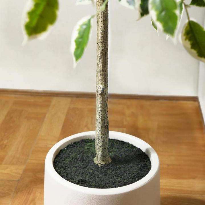 Ficus Benjamina Kunstplant 180 cm, witte pot, nep tropische plastic , groot voor woondecoratie, slaapkamer, tuin (1 stuks)