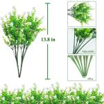 Kunstbloemen voor buiten, uv-bestendig, , bloemen in grote hoeveelheden voor het ophangen van plantenbakken, buiten, veranda, vaas, thuis, raamdecoratie, 6 bundels, wit