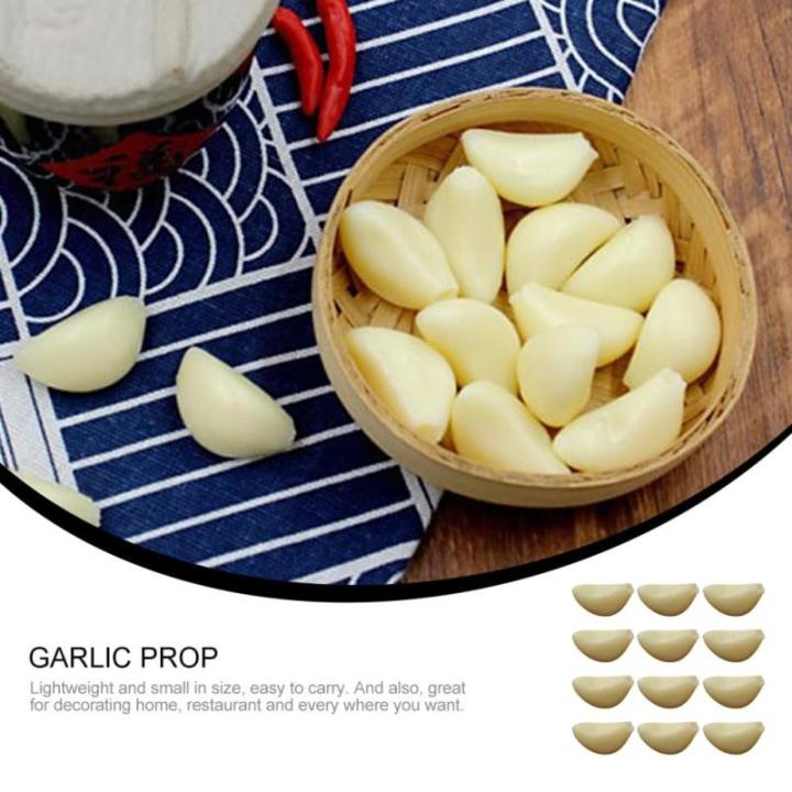 3 Sätze Simulierter Knoblauch Küchendekoartikel Simulierte Knoblauchzehen Nachgemachte Knoblauchflocken-Requisiten Simulation Gemüsedekor Gemüse-Foto-Requisite PVC 12 Stück * 