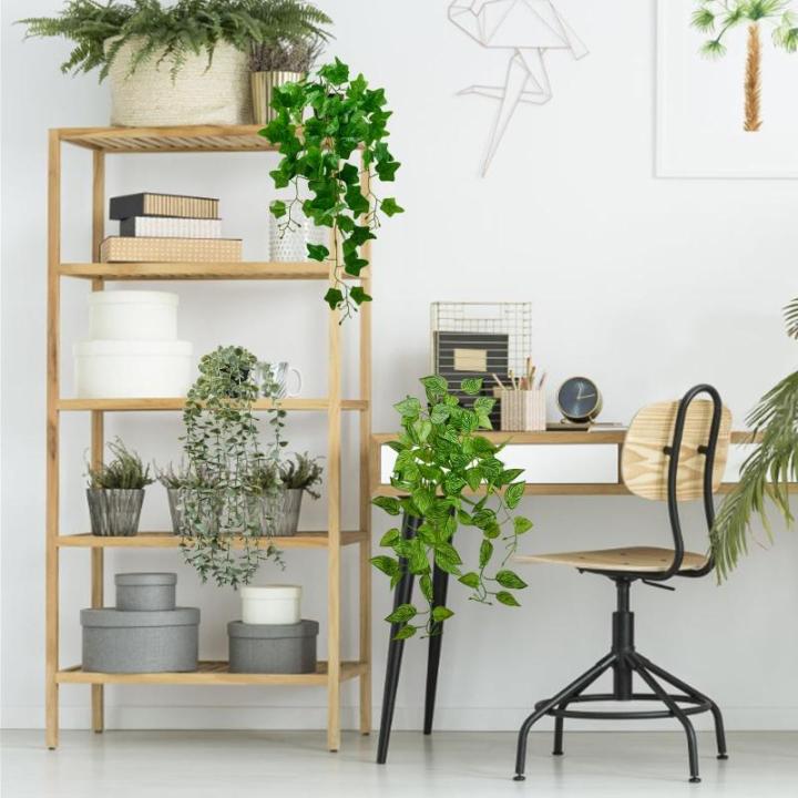 Kunstplant, eucalyptus, klimop, 60 cm, , zeer realistisch plastic kunstplant, decoratieve planten voor woonkamer, woning, badkamer, keuken, 3 stuks
