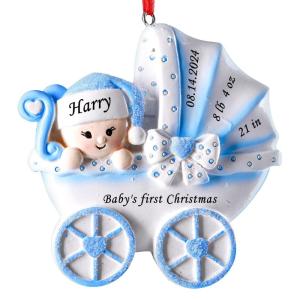 Gepersonaliseerde kersthangers met naam Baby's eerste Kerstmis - 2023 kunsthars kerstboomversiering, gepersonaliseerde , cadeaus voor baby's, zoons, kleinkinderen kinderwagen