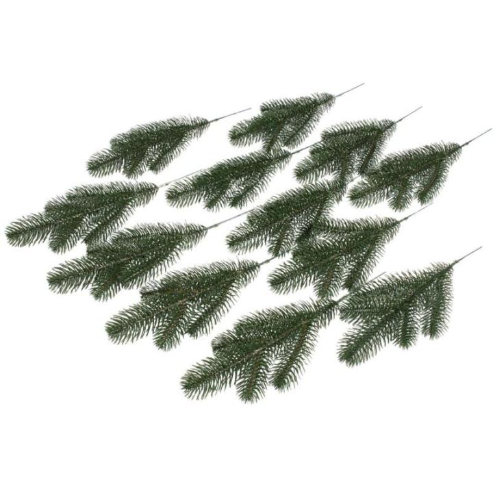 Kunstdennentak/kersttak karpaten spuitgietwerk met 5 punten, kleur donkergroen (12 stuks)