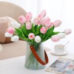 12 stuks latex kunstmatige tulpen - nep tulpen faux roze tulpen echte touch bloem voor thuiskantoor bruiloft decoratie (roze)