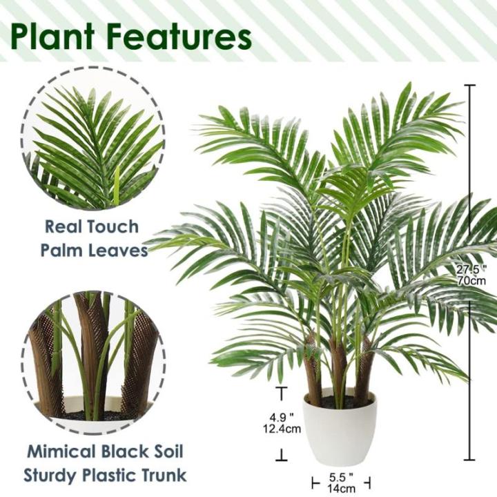 Kunstpalme Künstliche Pflanzen Palme Kunstbaum Kunstpflanze Groß Zimmerpflanzen Tropische Deko für Schlafzimmer Wohnzimmer Haus Büro, 70CM