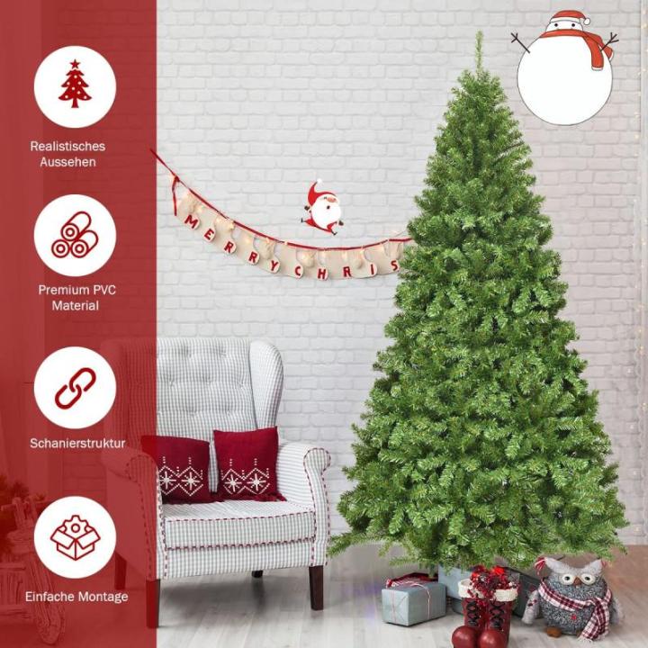 Kunstkerstboom, 180 cm/225 cm, dennenboom met metalen standaard, kerstboom 928/1346 twijgen, pvc-naalden, kunstboom, Kerstmis, klapsysteem, groen (225 cm)