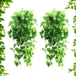2 Stuks Kunstmatige Hangende Wijnstokken Planten Faux, Muur Hangende Planten Groen, nep Hangende klimop, voor Huis Huis Slaapkamer Tuin Binnen Buiten Hangende Mand Bruiloft Decor