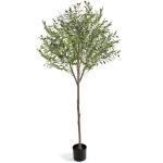 Olijfboom, kunstplant, 150 cm, grote zoals een echte kunstolijfboom, met pot, voor binnen, thuis, slaapkamer, kantoor, tuin, bruiloft, party, decoratie (1 stuks)