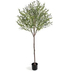 Olijfboom, kunstplant, 150 cm, grote zoals een echte kunstolijfboom, met pot, voor binnen, thuis, slaapkamer, kantoor, tuin, bruiloft, party, decoratie (1 stuks)