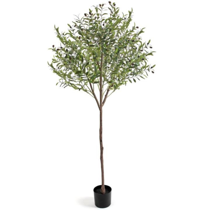 Olijfboom, kunstplant, 150 cm, grote zoals een echte kunstolijfboom, met pot, voor binnen, thuis, slaapkamer, kantoor, tuin, bruiloft, party, decoratie (1 stuks)