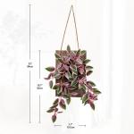 Kunstplant als echte kunstmatige tradeskantie, hangplant, decoratieve plant met houten plaat, hoogte 84 cm, voor muur, veranda, café, trap, tuin, huisdecoratie