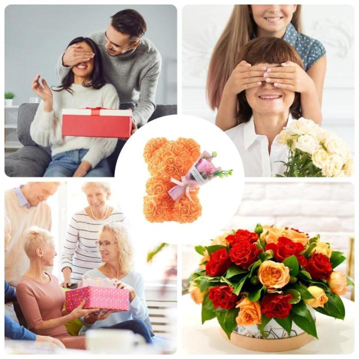 Valentijnsdag rozenbeer cadeau voor haar rozenbeer schattige teddybeer, kunstrozenbeer met rozenboeket, romantische rozen teddybeer cadeau voor Kerstmis