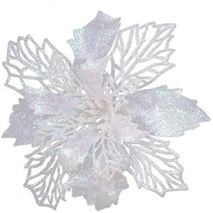 24 Stück Weihnachtsblumen für Weihnachtsbaumdeko, Weihnachten Funkeln Weihnachtsstern Blumen mit Clips für Hochzeit Weihnachtsbaum Neujahr Ornamente (Buntes,16 cm)