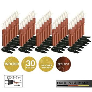 Lichtsnoer kerstboom, 30 boomkaarsen, 23,3 m, made-in-Duitsland, lichtketting met stekker, deelbaar, minder dan 59 lumen, kerstverlichting met kerstboom kaarsen 814040