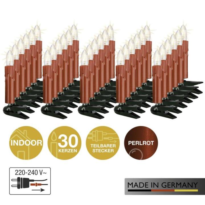 Lichtsnoer kerstboom, 30 boomkaarsen, 23,3 m, made-in-Duitsland, lichtketting met stekker, deelbaar, minder dan 59 lumen, kerstverlichting met kerstboom kaarsen 814040