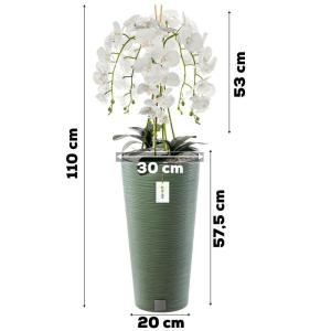 Künstliche Orchidee Kaskaden Blumenstrauß Weiß im Topf Wandgrün H 110 cm Heimbüro Dekoration, Kunstpflanze Orchidee, Kunstblume, Künstliche Orchidee im Topf