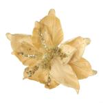 Glitzernde Weihnachtsstern-Blumen, Weihnachtsbaumschmuck, hängende Dekoration für Weihnachtsbaum, Hochzeit, Party, Kranz-Dekoration (Gold)