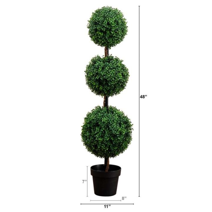 Künstlicher Buchsbaum-Formschnittbaum mit drei Kugeln, 1,2 m (Indoor/Outdoor)