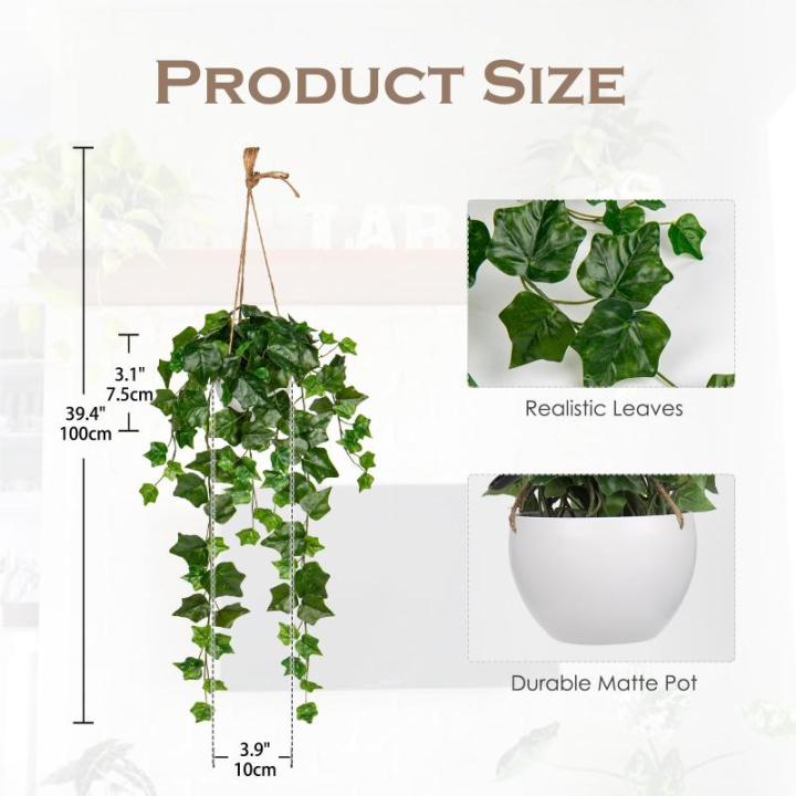 Kunstplant van 80 cm, hangende , net echt, met hangpot, voor tuin, indoor, outdoor, decoratie, wijnstok, groene plant, kunstmatig voor bruiloft, keuken, tuin, feest, wanddecoratie