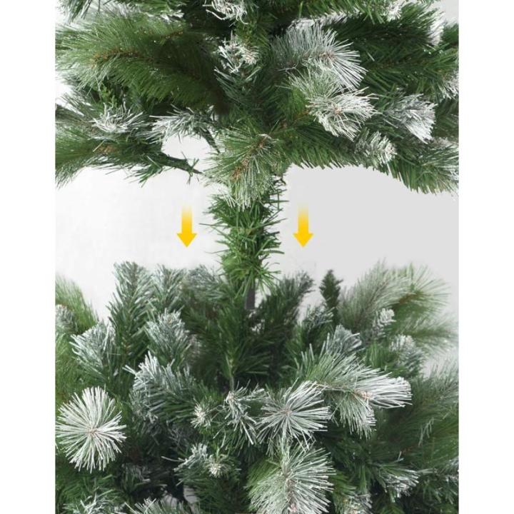 Kunstkerstboom extra gevuld met gecombineerde dubbele bladeren 150-240cm met metalen standaard (Besneeuwd, 150cm 418Tips)