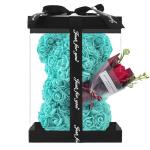 Valentijnsdag rozenbeer cadeau voor haar rozenbeer schattige teddybeer, kunstrozenbeer met rozenboeket, romantische rozen teddybeer cadeau voor Kerstmis