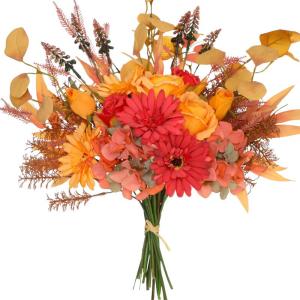 Kunstbloem zijden hortensia bloemstukken, oranje bloem faux planten boeketten voor bruiloft decoraties, plastic bloemen tafel centerpieces voor huis tuin kantoor decor (2, herfst)