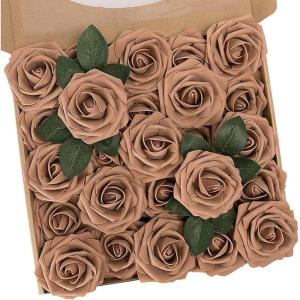 Kunstbloemen, 50 stuks, kunstbloemen, perfect voor doe-het-zelf bruiloft, boeketten, middenstukken, verjaardagsfeest, thuis, bloemstuk, decoraties, lichtbruin