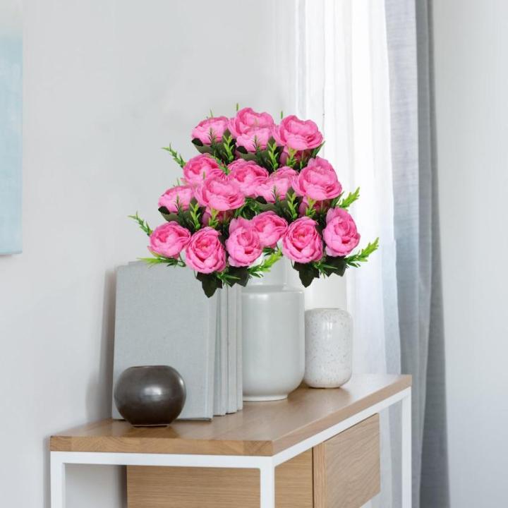 Fake Blumen 24 Bündel Pfingstrose Künstliche Blumen Rosa Blumensträuße für Hochzeit Partei Tischaufsätze Blumenarrangement Heim Küche Dekor 0804